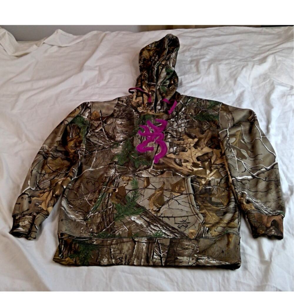 Browning For Her Realtree Xtra Camouflage Pullover Hoodie Women's Small Pink